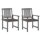 Tuinstoelen 2 stuks massief acaciahout grijs met kussens
