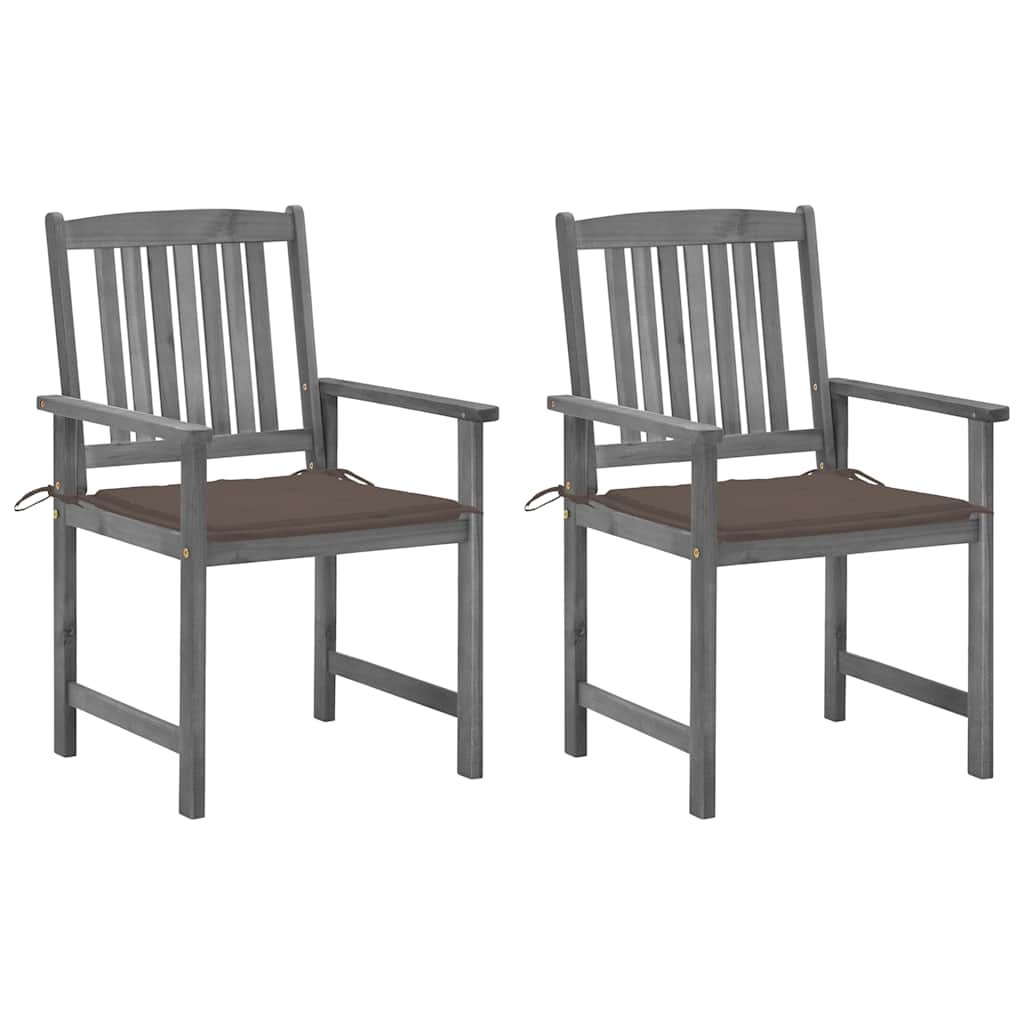 Tuinstoelen 2 St Met Kussens Massief Acaciahout Grijs 2