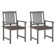 Tuinstoelen 2 stuks massief acaciahout grijs met kussens