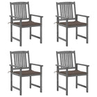 Garden chairs 4 pcs with cushions solid acacia wood grey