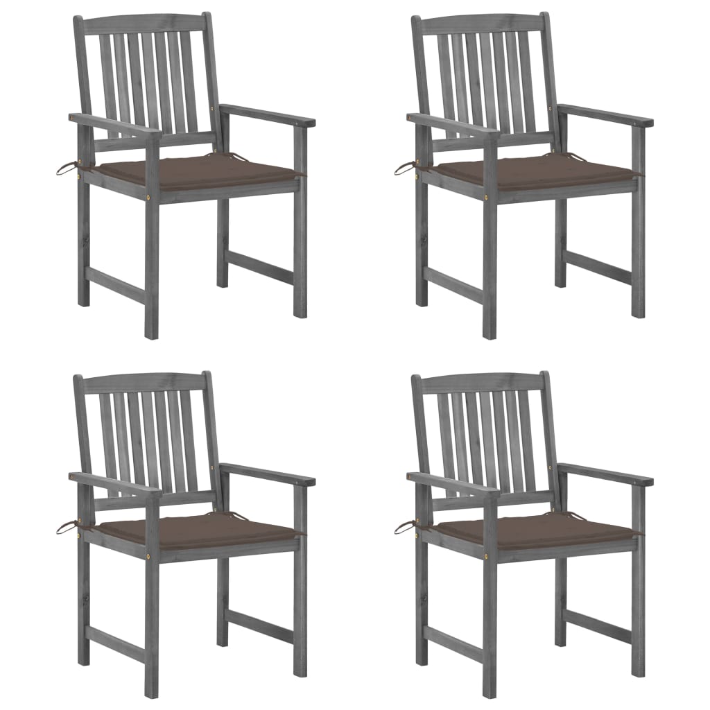 Tuinstoelen 4 St Met Kussens Massief Acaciahout Grijs Taupe