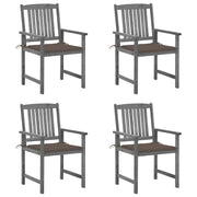 Tuinstoelen 4 st massief acaciahout grijs taupe kussens