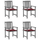 Tuinstoelen 4 st massief acaciahout grijs met kussens