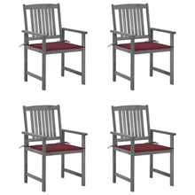 Tuinstoelen Met Kussens Massief Acaciahout Grijs 4 Wijnrood