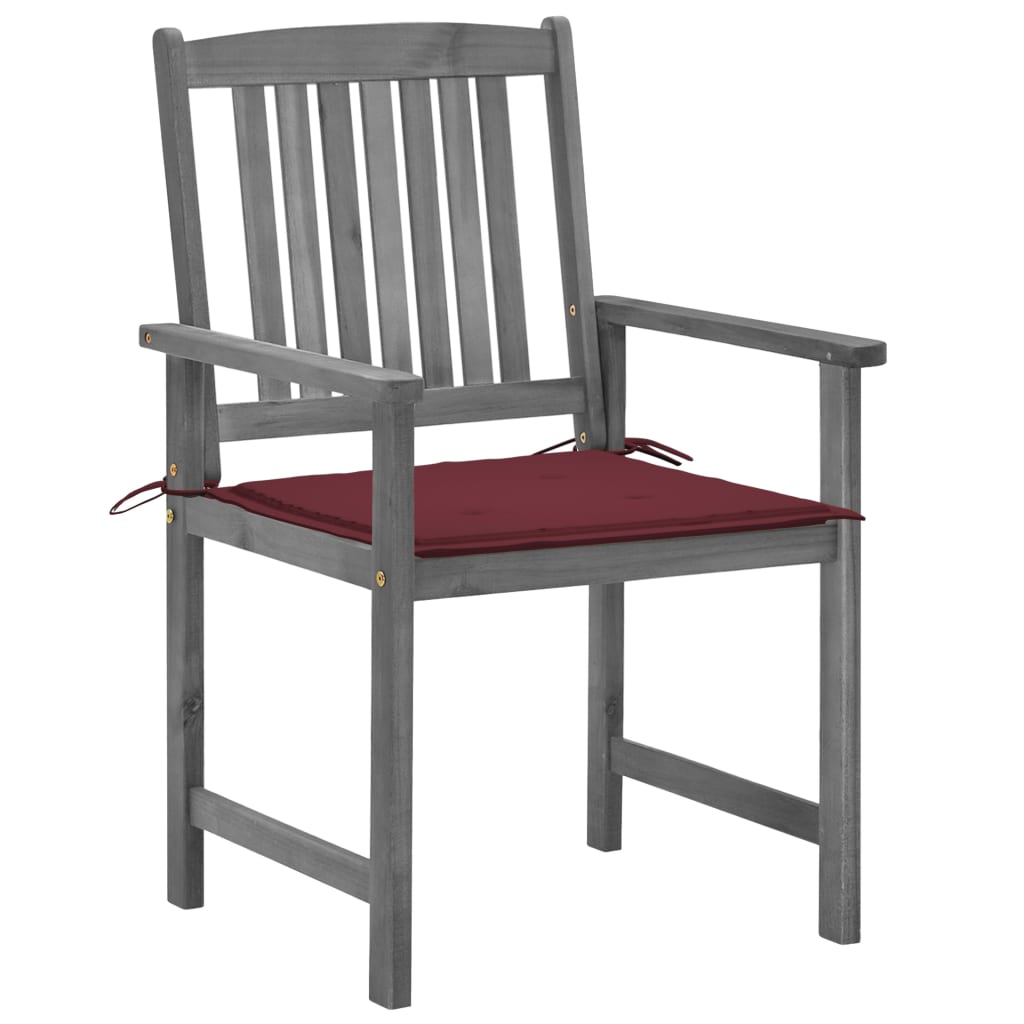 Tuinstoelen Met Kussens Massief Acaciahout Grijs 4 Wijnrood