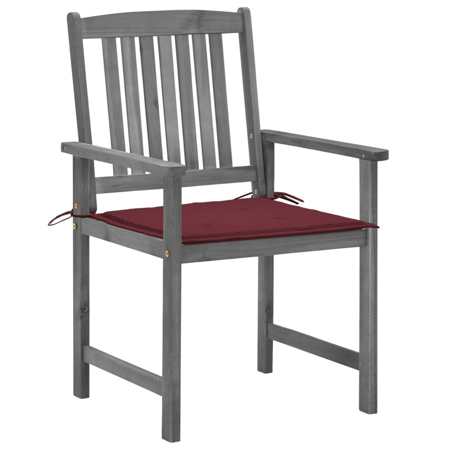 Tuinstoelen Met Kussens Massief Acaciahout Grijs 4 Wijnrood