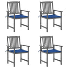 Garden chairs 4 pcs with cushions solid acacia wood grey