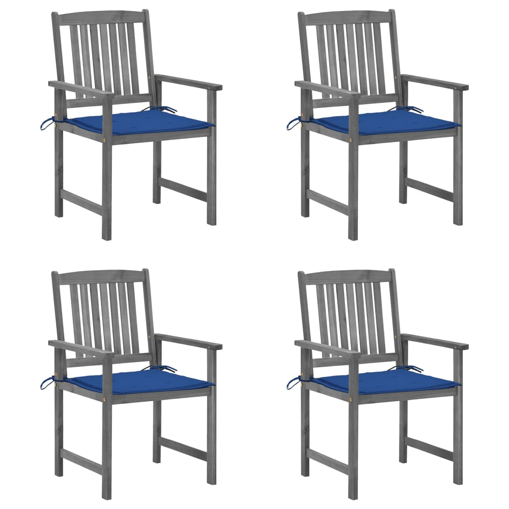 Tuinstoelen Met Kussens Massief Acaciahout Grijs 4 koningsblauw