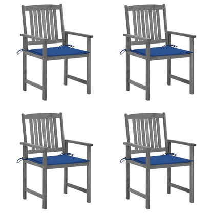 Tuinstoelen Met Kussens Massief Acaciahout Grijs 4 koningsblauw