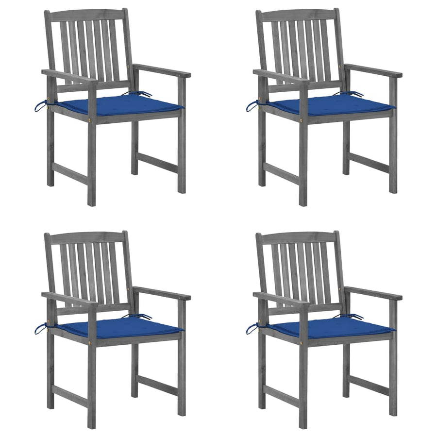 Tuinstoelen Met Kussens Massief Acaciahout Grijs 4 koningsblauw