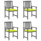 Garden Chairs with Cushions Solid Acacia Wood Grey 4