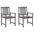 Tuinstoelen 2 stuks massief acaciahout grijs met kussens