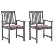 Tuinstoelen 2 stuks massief acaciahout grijs met kussens