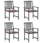 Garden chairs 4 pcs with cushions solid acacia wood grey
