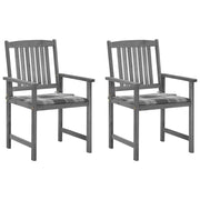 Tuinstoelen 2 stuks massief acaciahout grijs met kussens