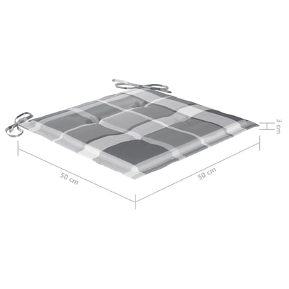 Tuinstoelen Met Kussens Massief Acaciahout Grijs 4 Grijs ruitpatroon