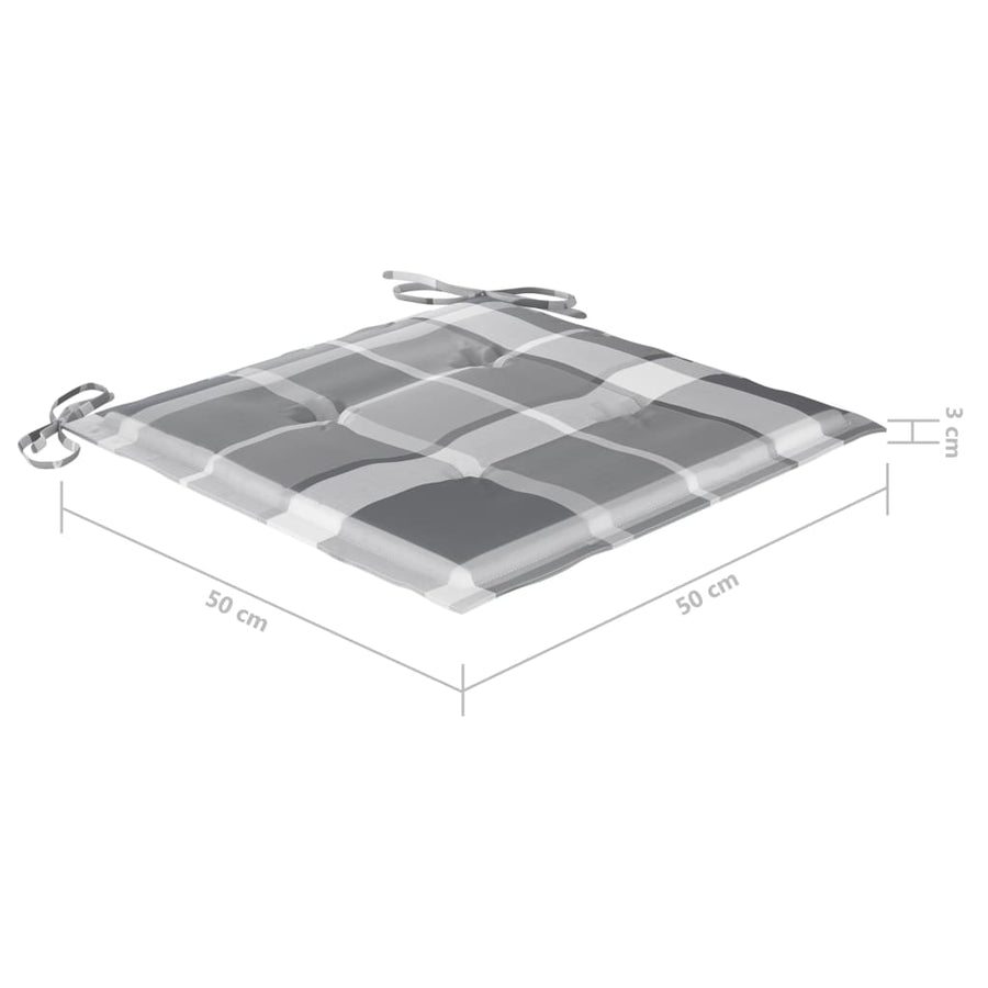 Tuinstoelen Met Kussens Massief Acaciahout Grijs 4 Grijs ruitpatroon