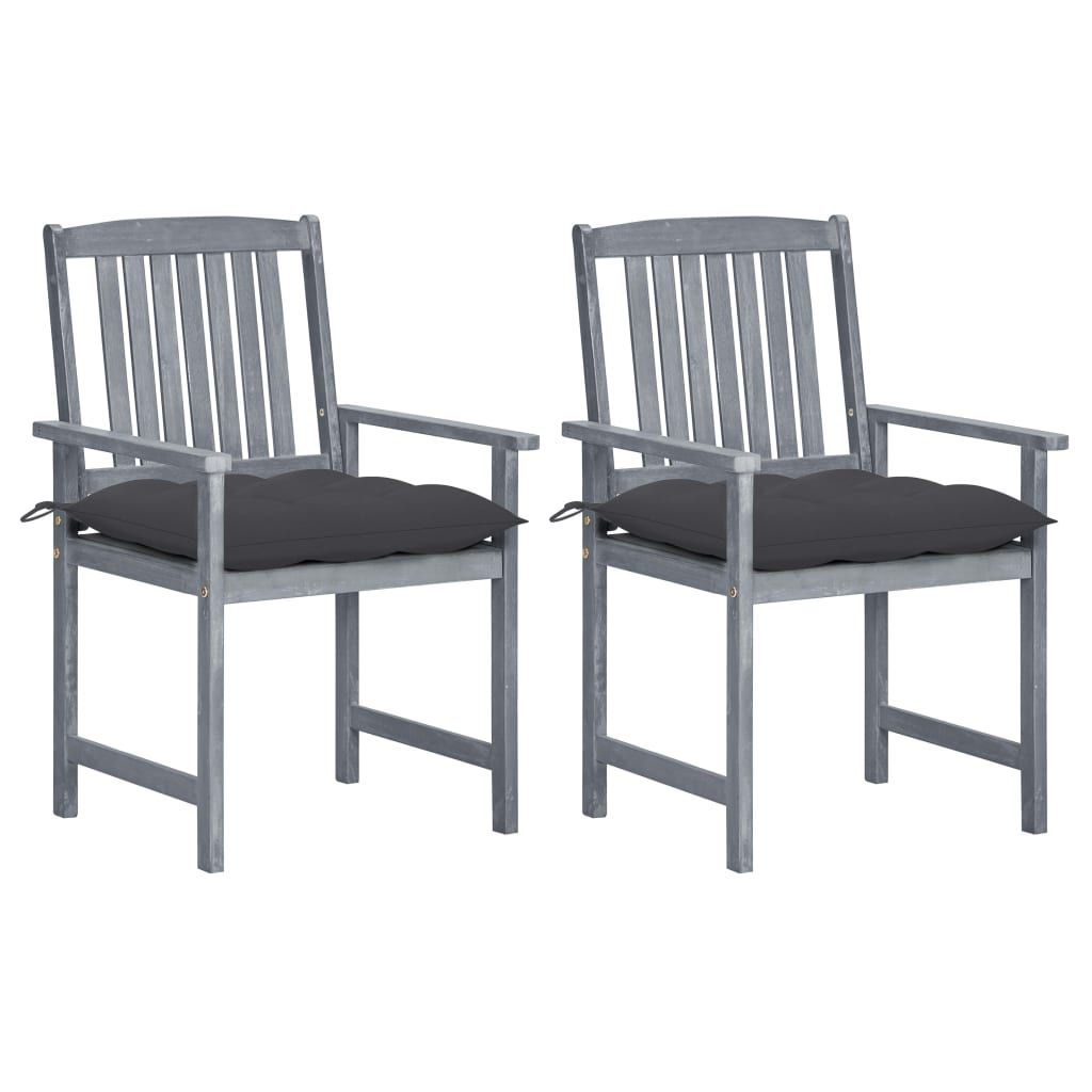 Tuinstoelen 2 St Met Kussens Massief Acaciahout Grijs 2