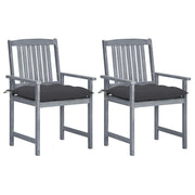 Tuinstoelen 2 stuks massief acaciahout grijs met kussens