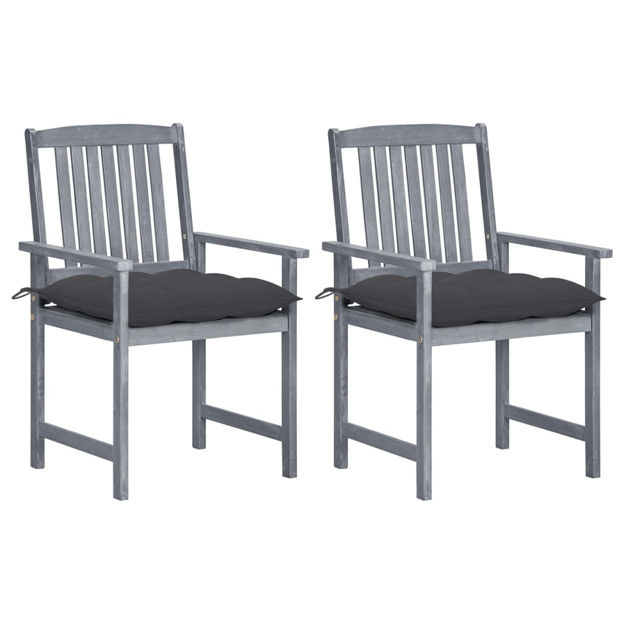 Tuinstoelen 2 St Met Kussens Massief Acaciahout Grijs 2
