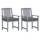 Tuinstoelen 2 stuks massief acaciahout grijs met kussens