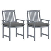 Tuinstoelen 2 stuks massief acaciahout grijs met kussens