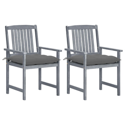 Tuinstoelen 2 St Met Kussens Massief Acaciahout Grijs 2