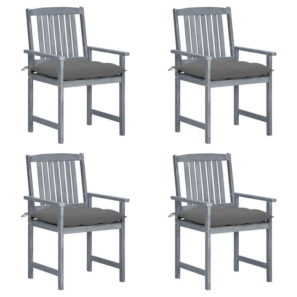 Tuinstoelen 4 St Met Kussens Massief Acaciahout Grijs