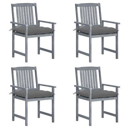 Tuinstoelen 4 St Met Kussens Massief Acaciahout Grijs