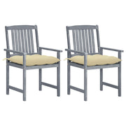 Tuinstoelen 2 stuks massief acaciahout grijs met kussens