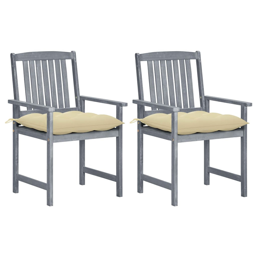 Tuinstoelen 2 St Met Kussens Massief Acaciahout Grijs 2