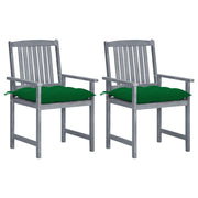 Tuinstoelen 2 stuks massief acaciahout grijs met kussens