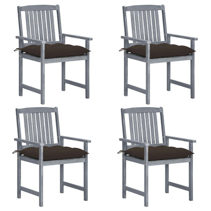 Tuinstoelen Met Kussens Massief Acaciahout Grijs 4 Taupe