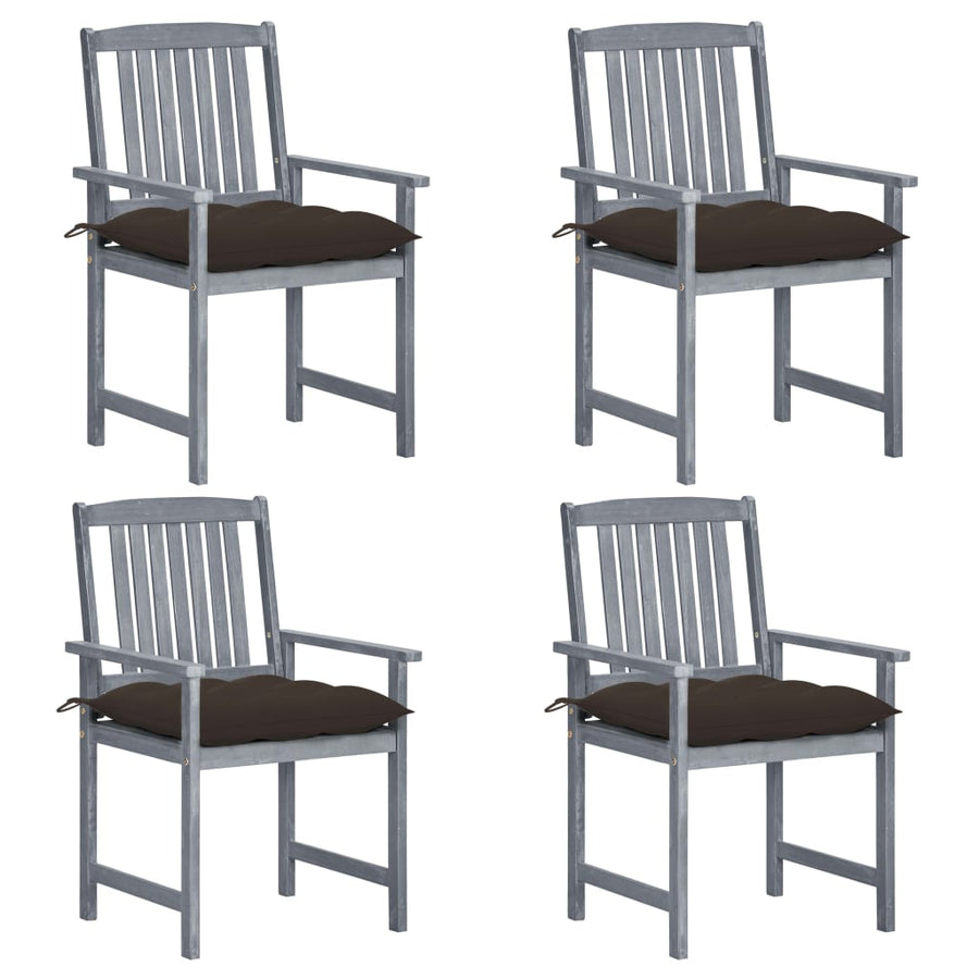 Tuinstoelen Met Kussens Massief Acaciahout Grijs 4 Taupe