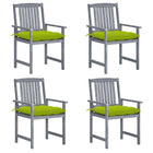 Tuinstoelen 4 st massief acaciahout grijs met kussens