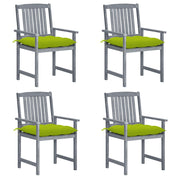 Garden chairs 4 pcs with cushions solid acacia wood grey