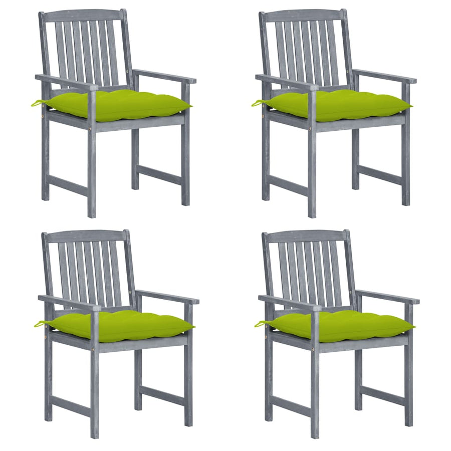 Tuinstoelen 4 St Met Kussens Massief Acaciahout Grijs Heldergroen