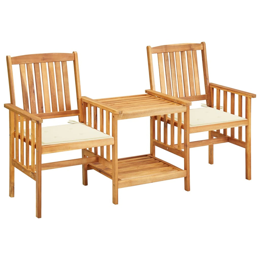 Tuinstoelen Met Tafeltje En Kussens Massief Acaciahout 1 Crème