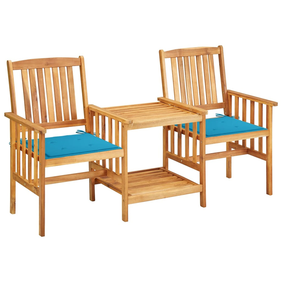 Tuinstoelen Met Tafeltje En Kussens Massief Acaciahout 1 Blauw