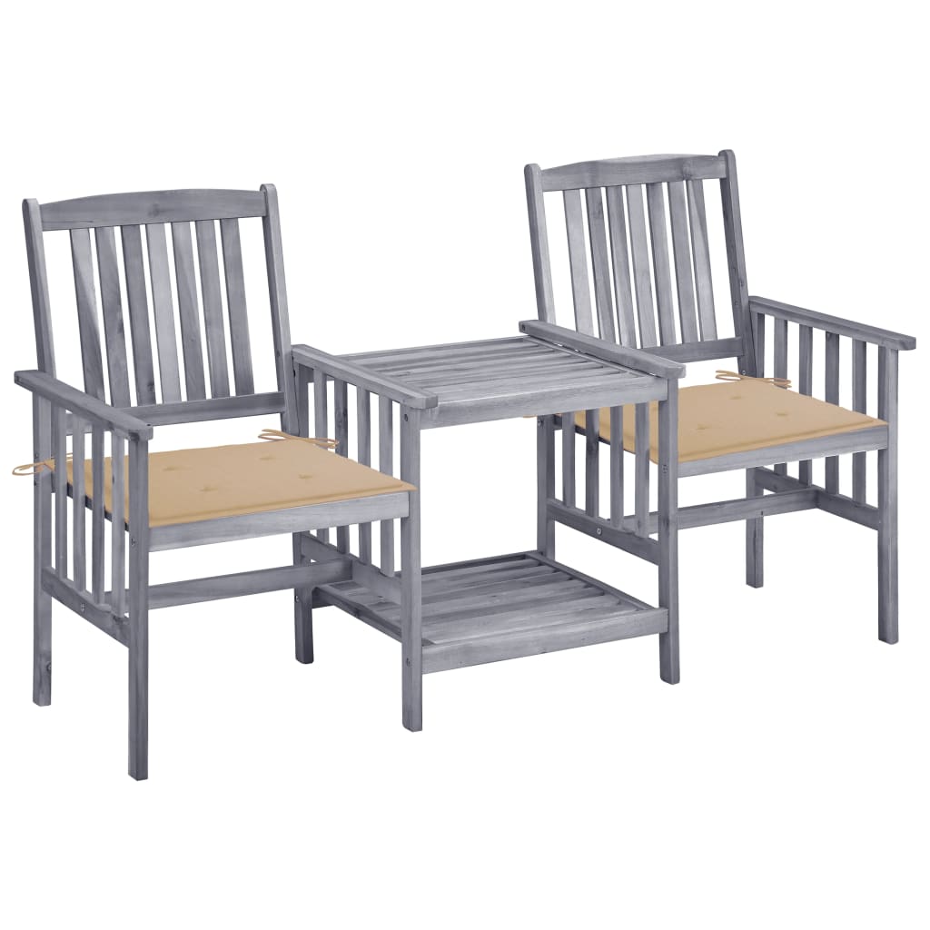 Tuinstoelen Met Tafeltje En Kussens Massief Acaciahout Beige