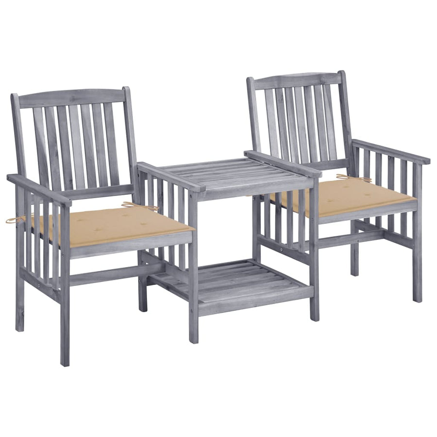 Tuinstoelen Met Tafeltje En Kussens Massief Acaciahout Beige