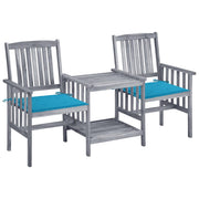 Tuinset massief acaciahout met kussens blauw