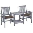 Garden Chairs with Table and Cushions Solid Acacia Wood