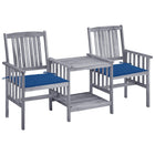 Tuinset massief acaciahout grijs blauwe kussens