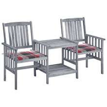 Tuinstoelen Met Tafeltje En Kussens Massief Acaciahout Rood ruitpatroon