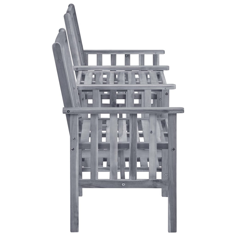 Tuinstoelen Met Tafeltje En Kussens Massief Acaciahout Grijs ruitpatroon