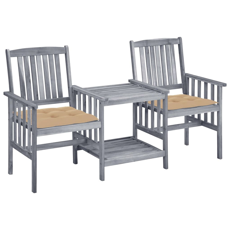Tuinstoelen Met Tafeltje En Kussens Massief Acaciahout Beige