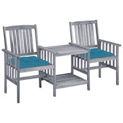 Tuinset massief acaciahout grijs blauw kussens