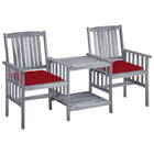 Garden Chairs with Table and Cushions Solid Acacia Wood