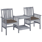 Tuinset massief acaciahout 159x61x92 cm taupe kussens